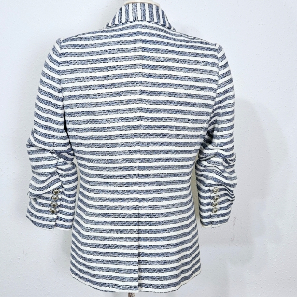 Veronica Beard Ryland Striped Cotton-Blend Tweed Blazer in Blue and White Size 8 - Picture 8 of 15
